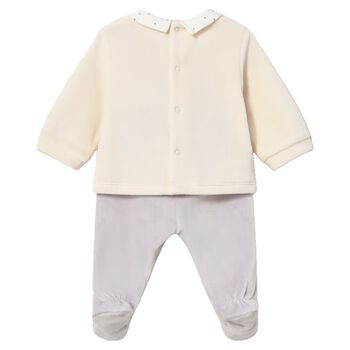 Baby Boys Ivory & Grey Horse 2 Piece Babygrow