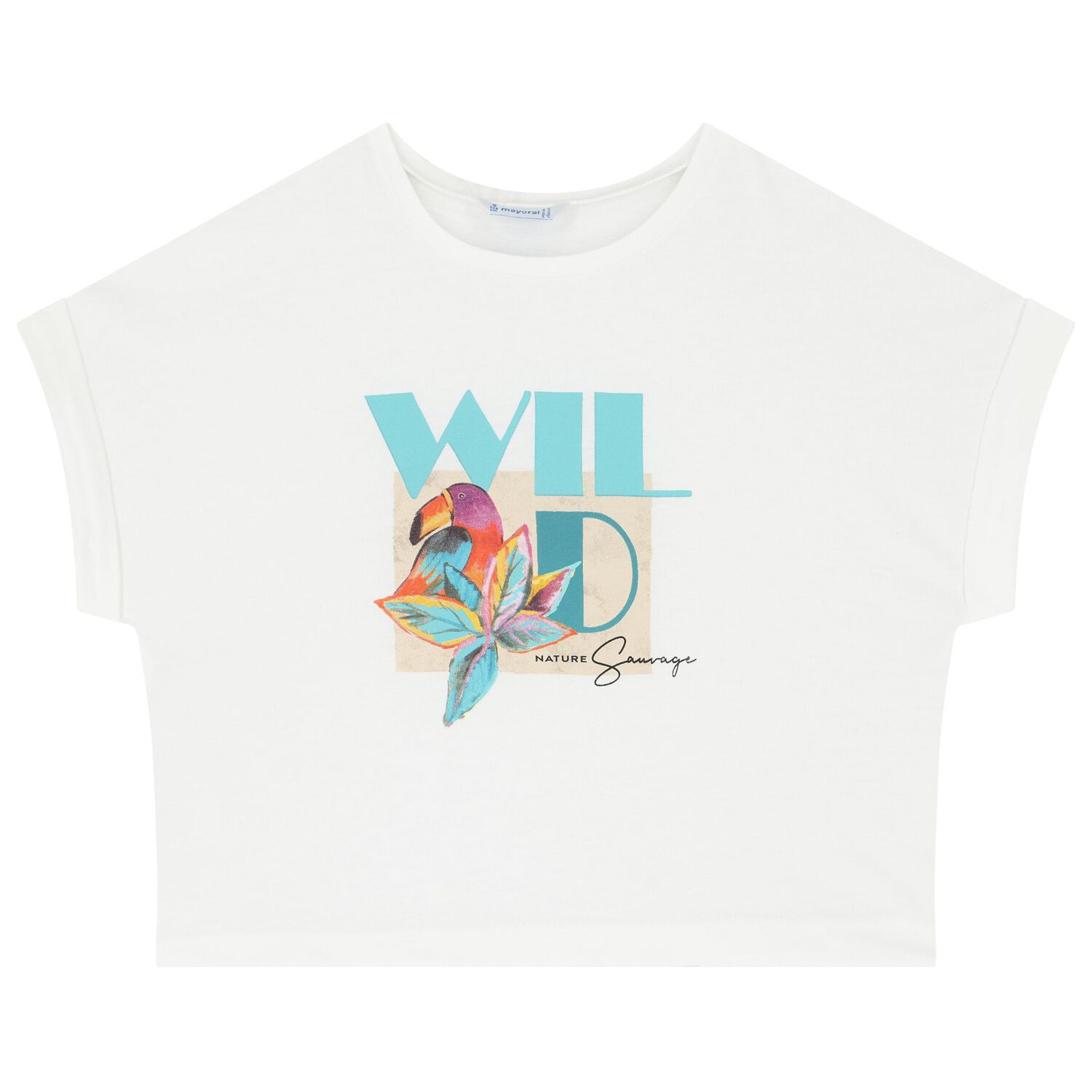 Girls White & Aqua Bird Shorts Set, 2, hi-res image number null