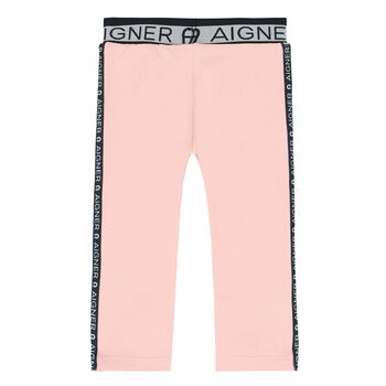 Younger Girls Pink Logo Leggings