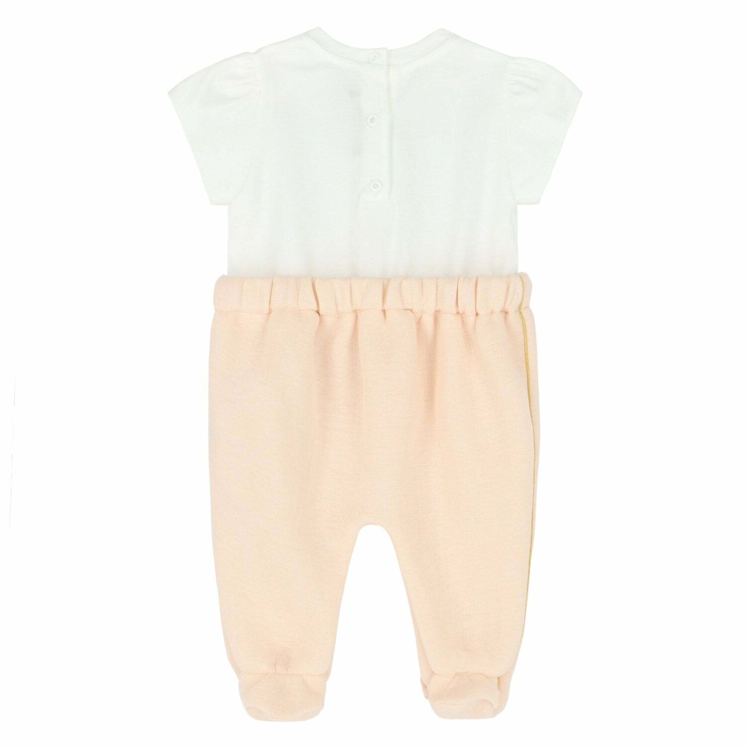 Baby Girls White & Pink Babygrow, 1, hi-res