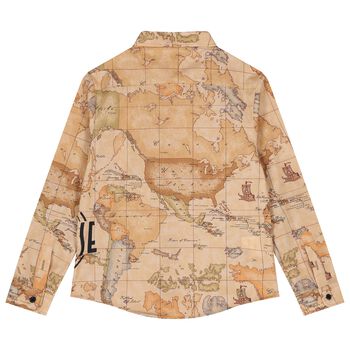 Boys Beige Geo Map Shirt