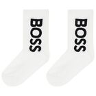 Boys White Logo Socks ( 2-Pack ), 1, hi-res