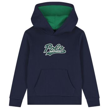 Boys Navy Blue Logo Hooded Top