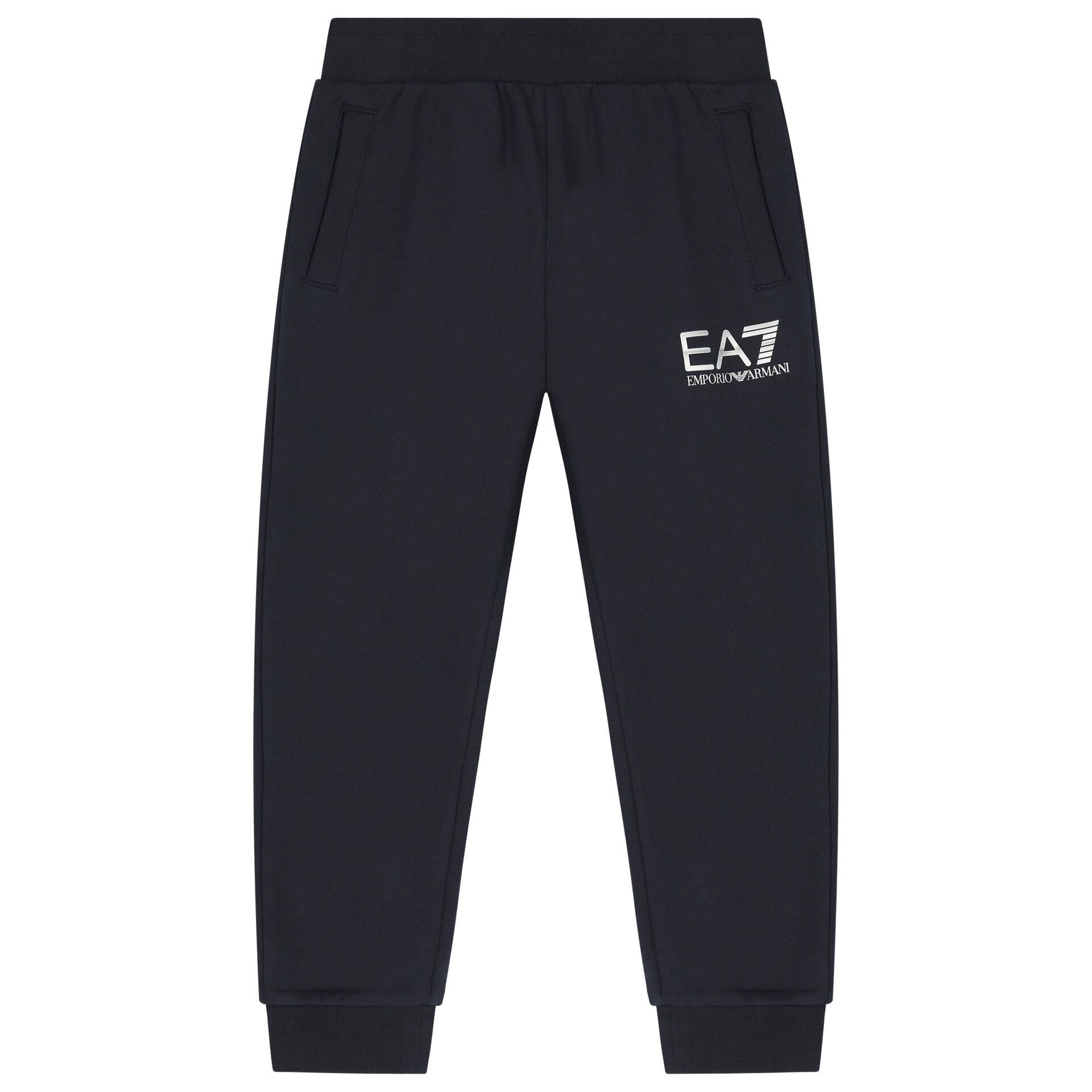 EA7 Emporio Armani Boys Navy Blue Logo Joggers Junior Couture UAE