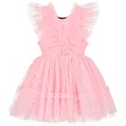 Baby Girls Pink Heart Tulle Dress, 1, hi-res