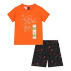 Orange & Black Disney Logo Baby Shorts Set, 1, hi-res
