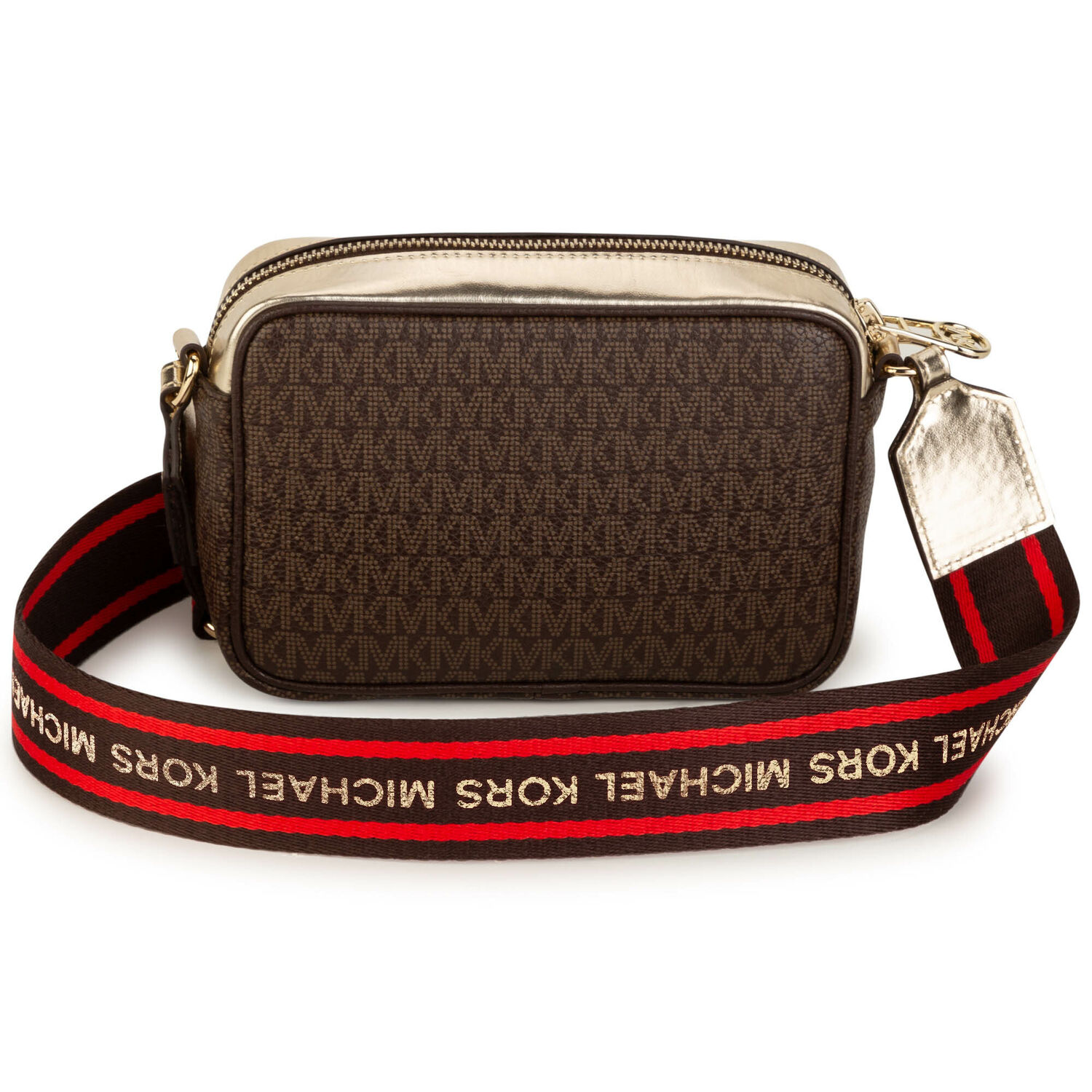 حقيبة كتف بالشعار باللون البني والذهبي للبنات, 1, hi-res image number null