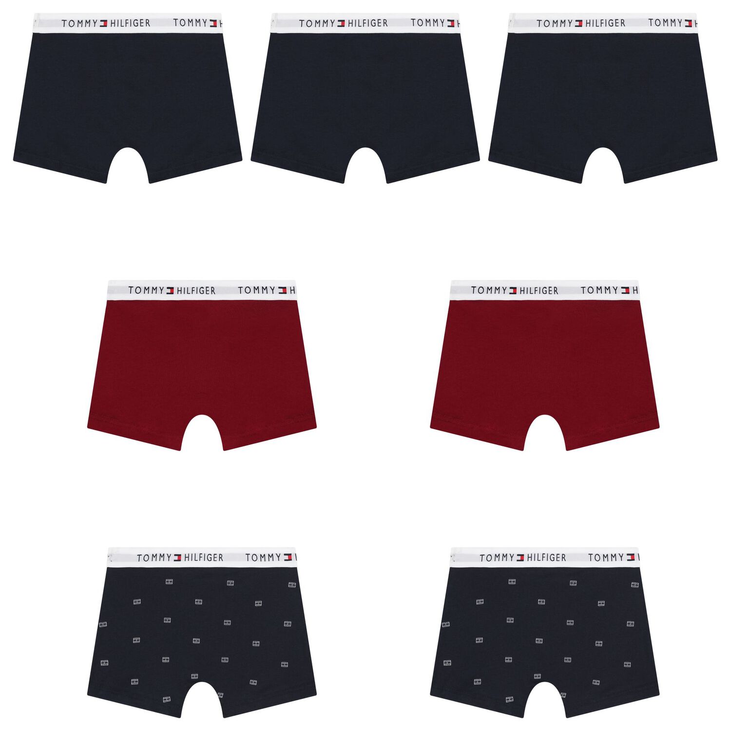 Boys Burgundy & Navy Blue Boxer Shorts (7-Pack), 1, hi-res