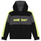 Boys Black Logo Zip Up Top, 1, hi-res