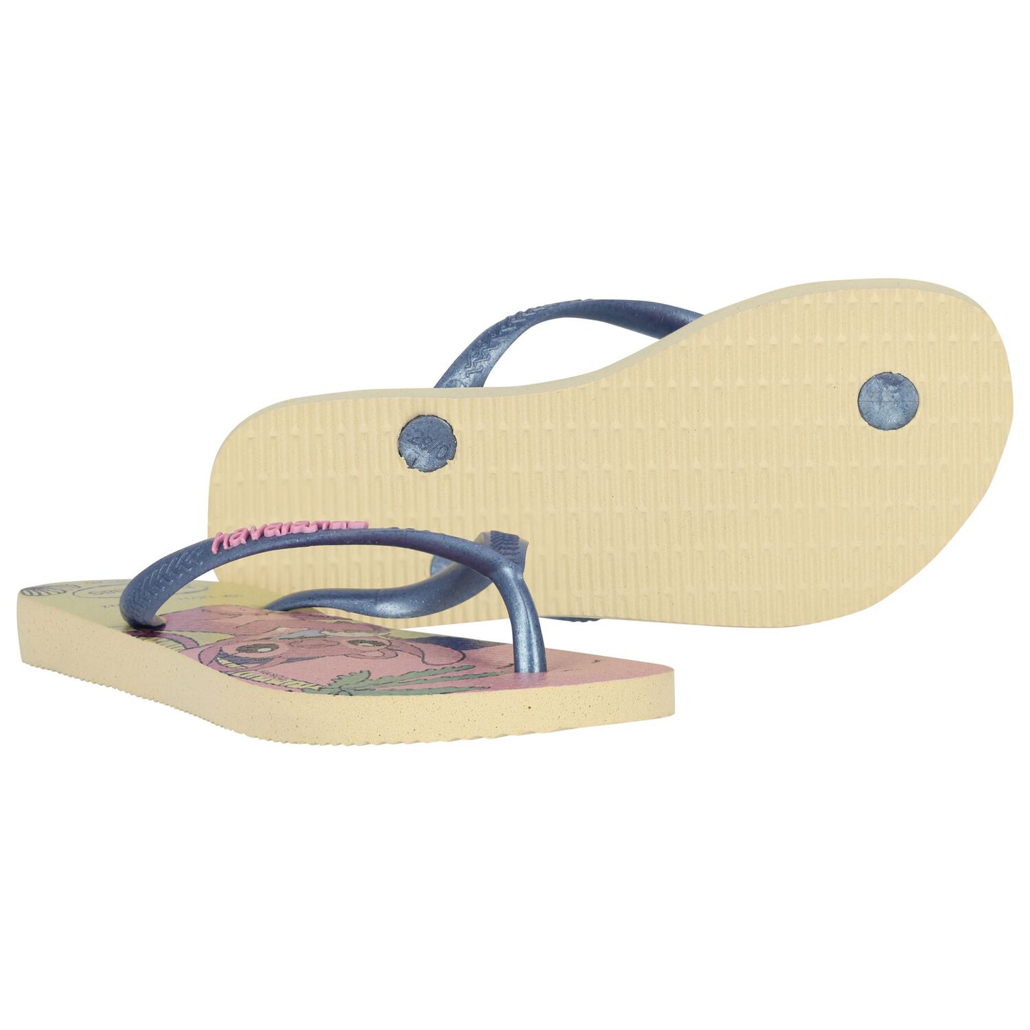 Girls Yellow Disney Logo Flip Flops, 1, hi-res