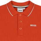 Younger Boys Orange Logo Polo Shirt, 1, hi-res