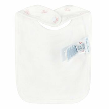 Baby Girls White Printed Bib