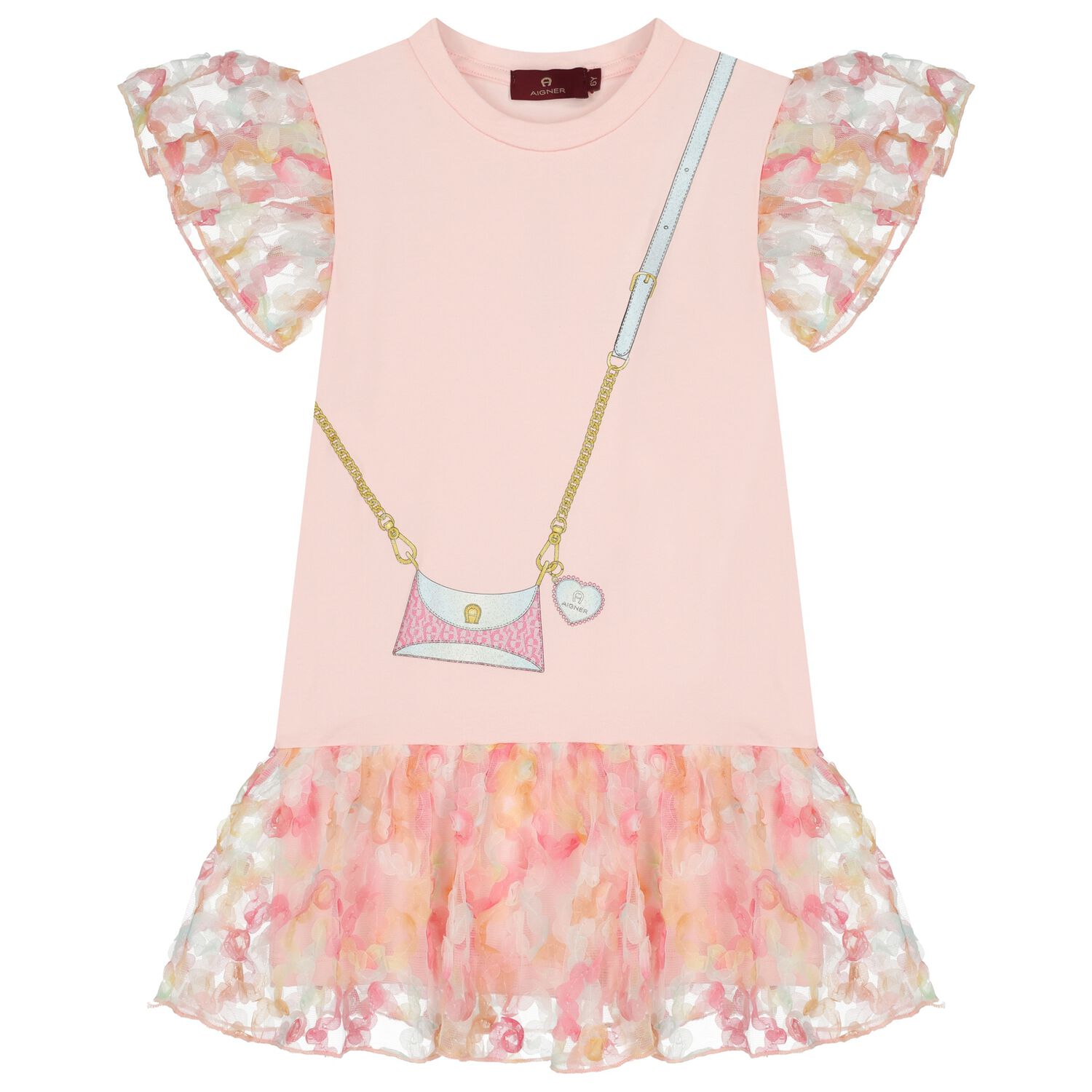 Girls Pink Bag Logo Dress, 1, hi-res