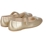 Girls Gold Pearl & Crystal Ballerina Shoes, 1, hi-res