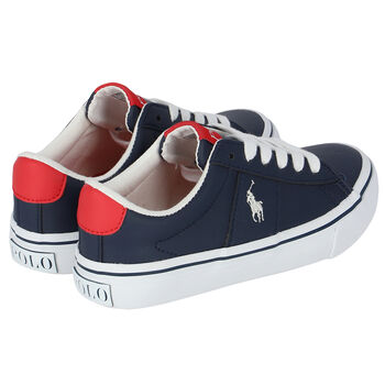 Boys Navy Logo Trainers