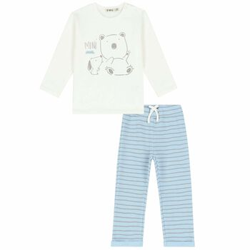 Baby Boys Ivory Top & Blue Joggers Set