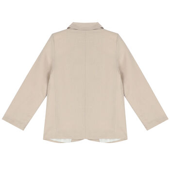 Boys Beige Logo Blazer
