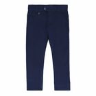 Boys Navy Blue Linen Trousers, 1, hi-res
