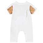 White & Beige Geo Map Romper Set, 1, hi-res