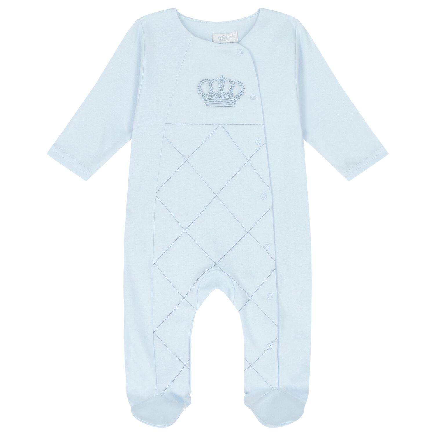 Blue Crown Babygrow, 1, hi-res