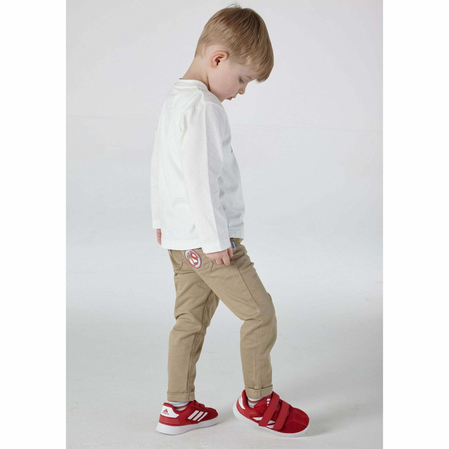 Boys White Logo Top, 1, hi-res