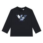 Younger Boys Navy Blue & Blue Logo Long Sleeve Top ( 2-Pack ), 2, hi-res