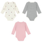 Baby Girls Multi-Colored Logo Ribbed Bodysuits (3-Pack), 2, hi-res