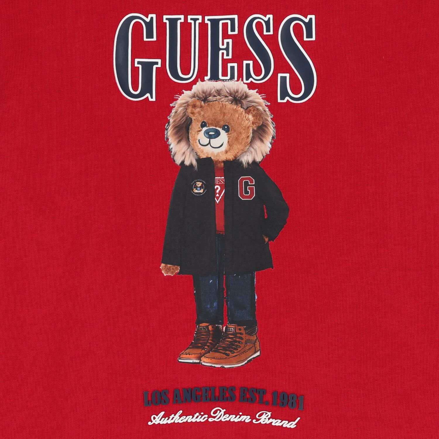 Boys Red Teddy Bear Sweatshirt, 3, hi-res