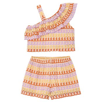 طقم شورتات محبوكة متعددة الألوان للبنات