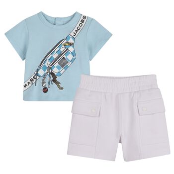 Younger Blue & White Bag Shorts Set
