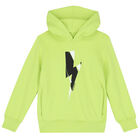 Boys Green Thunderbolt Hooded Top, 1, hi-res