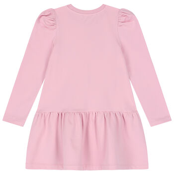 Girls Pink Teddy Bear Logo Dress