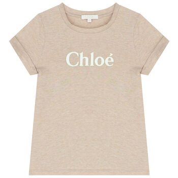 Girls Beige Logo T-Shirt