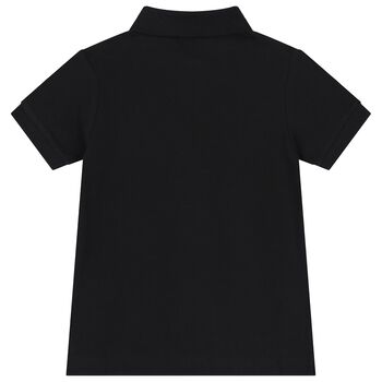 Boys Black Cotton Logo Polo Shirt