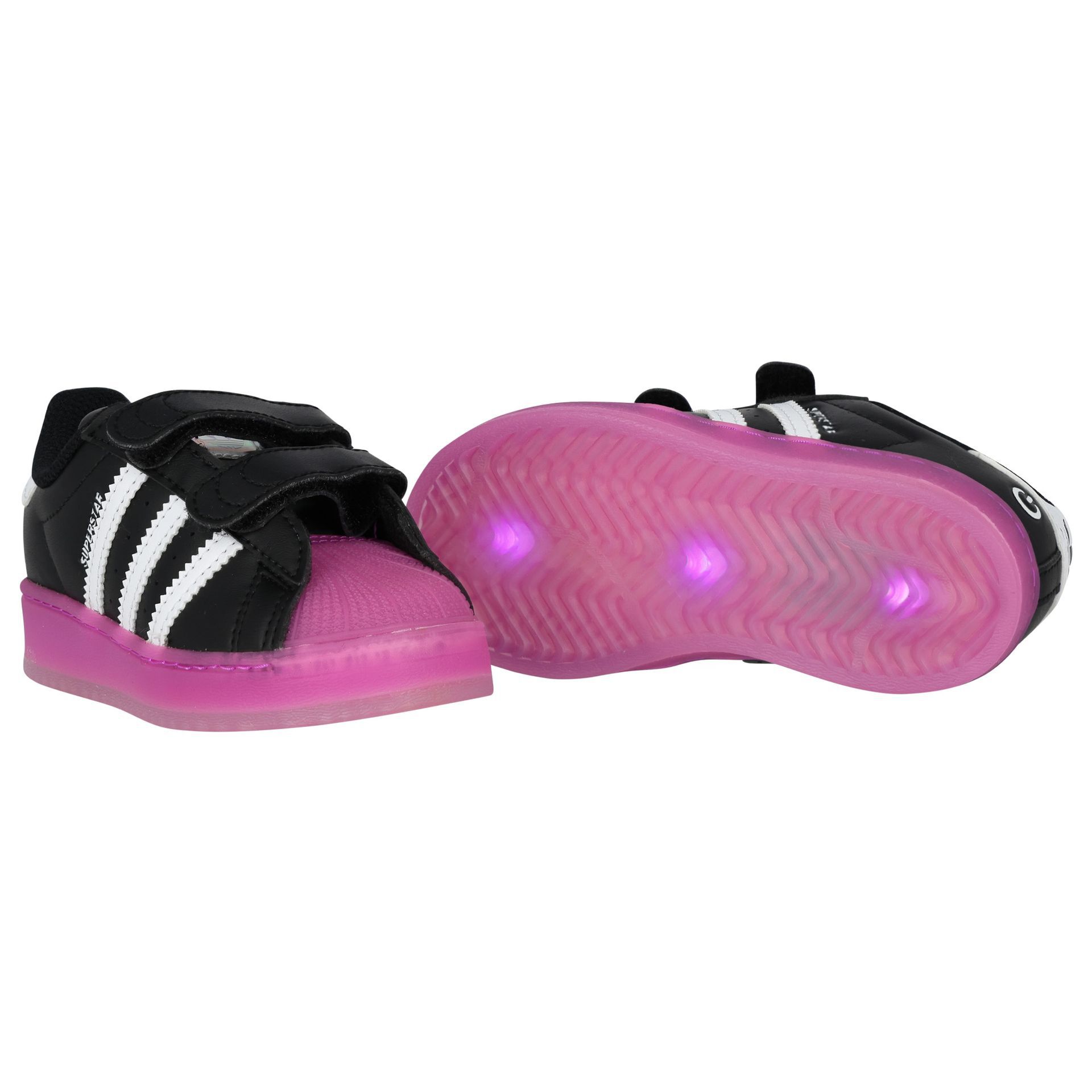 Adidas Kids Girls Black Pink Superstar Led Lights Trainers Junior Couture UAE