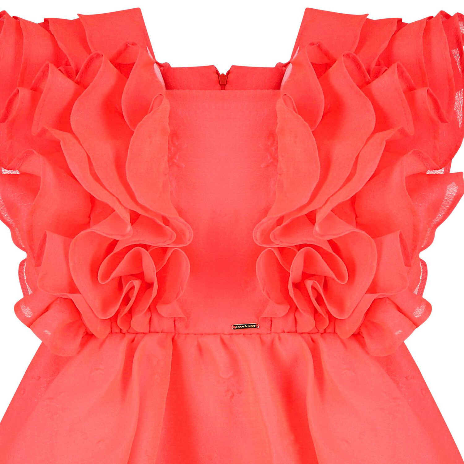 Girls Coral Ruffled Dress, 1, hi-res