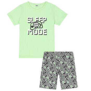 Boys Green & Grey Joystick Shorts Set