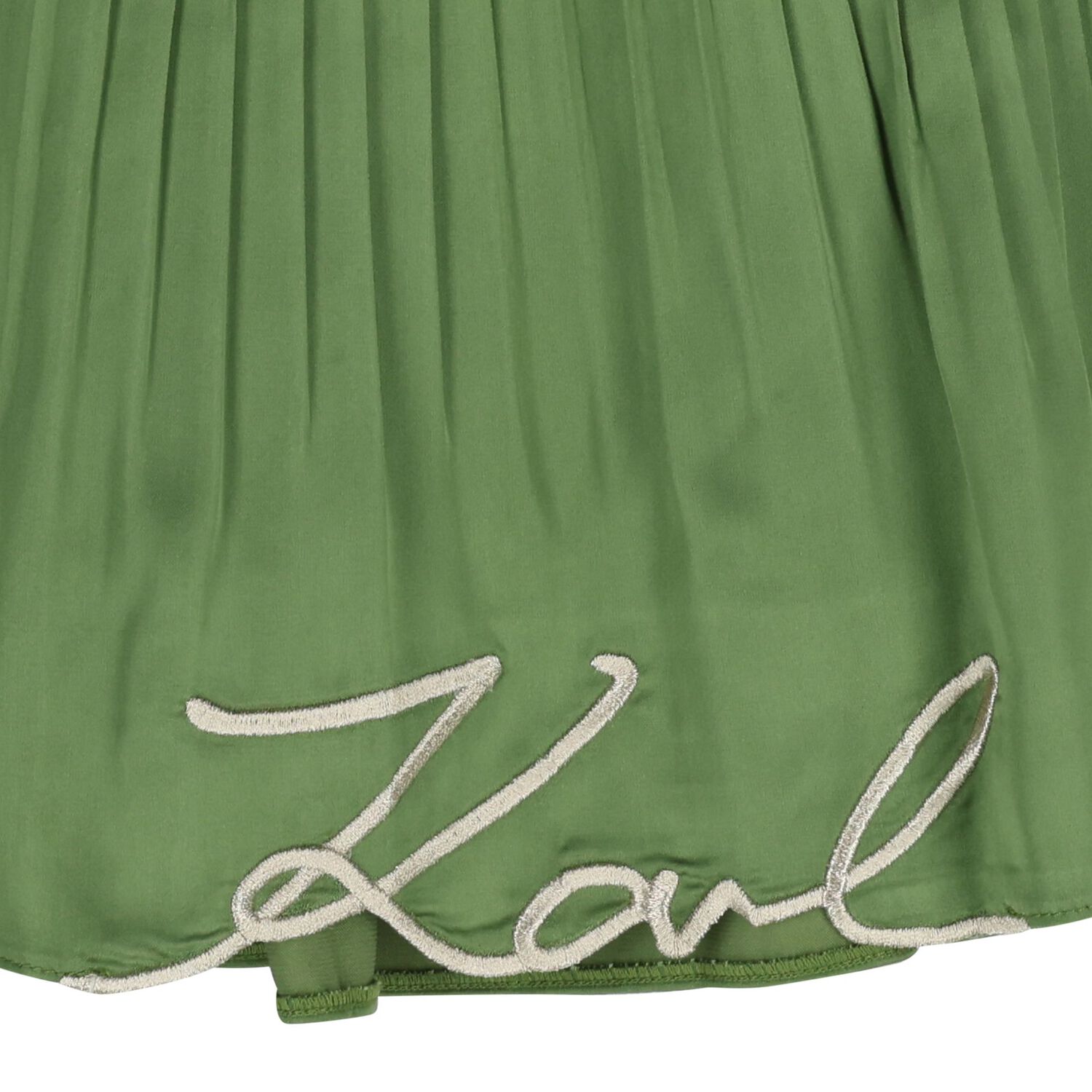 Girls Green Logo Pleated Skirt, 2, hi-res