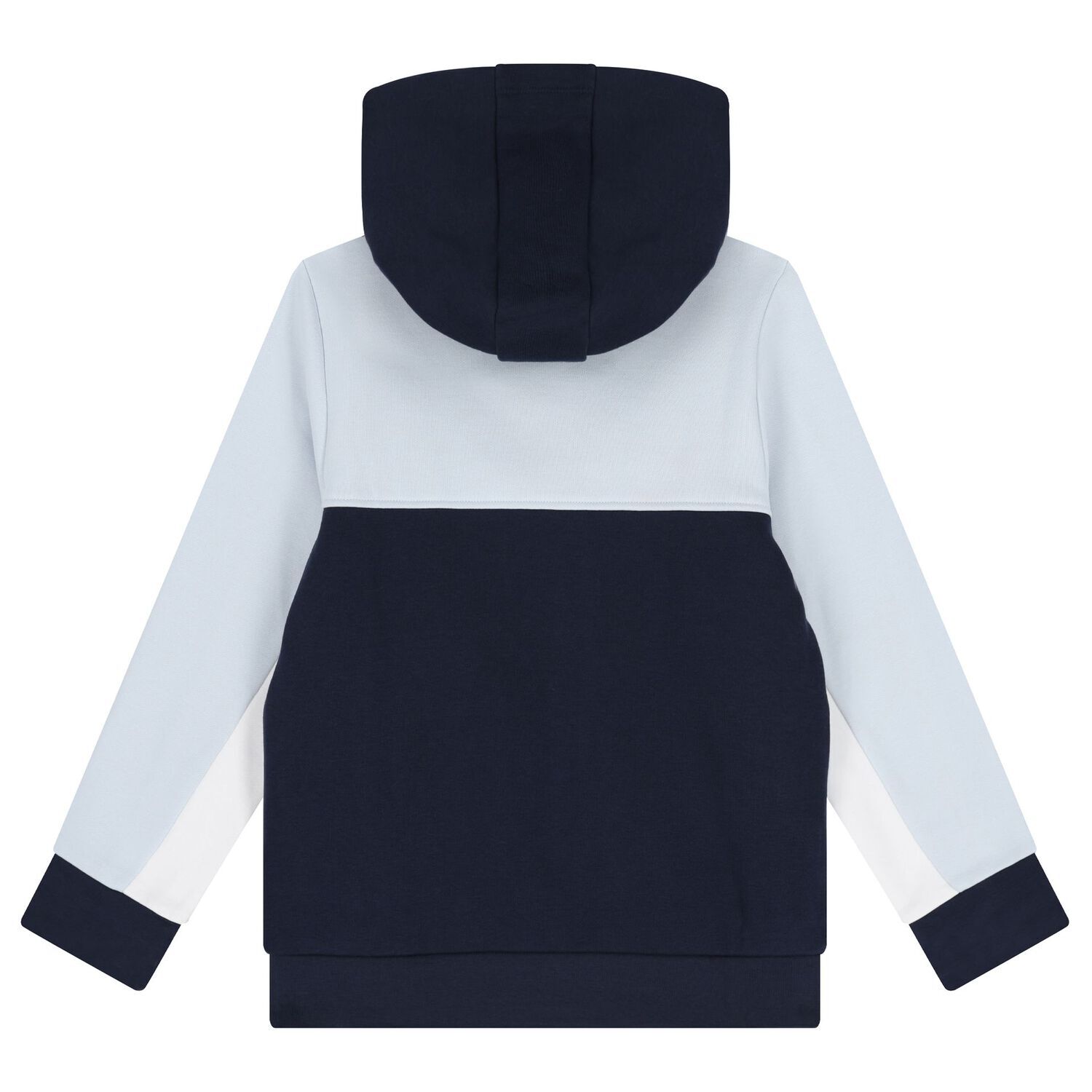 Boys Navy Blue, Blue & White Logo Hooder me d Zip Up Top, 4, hi-res