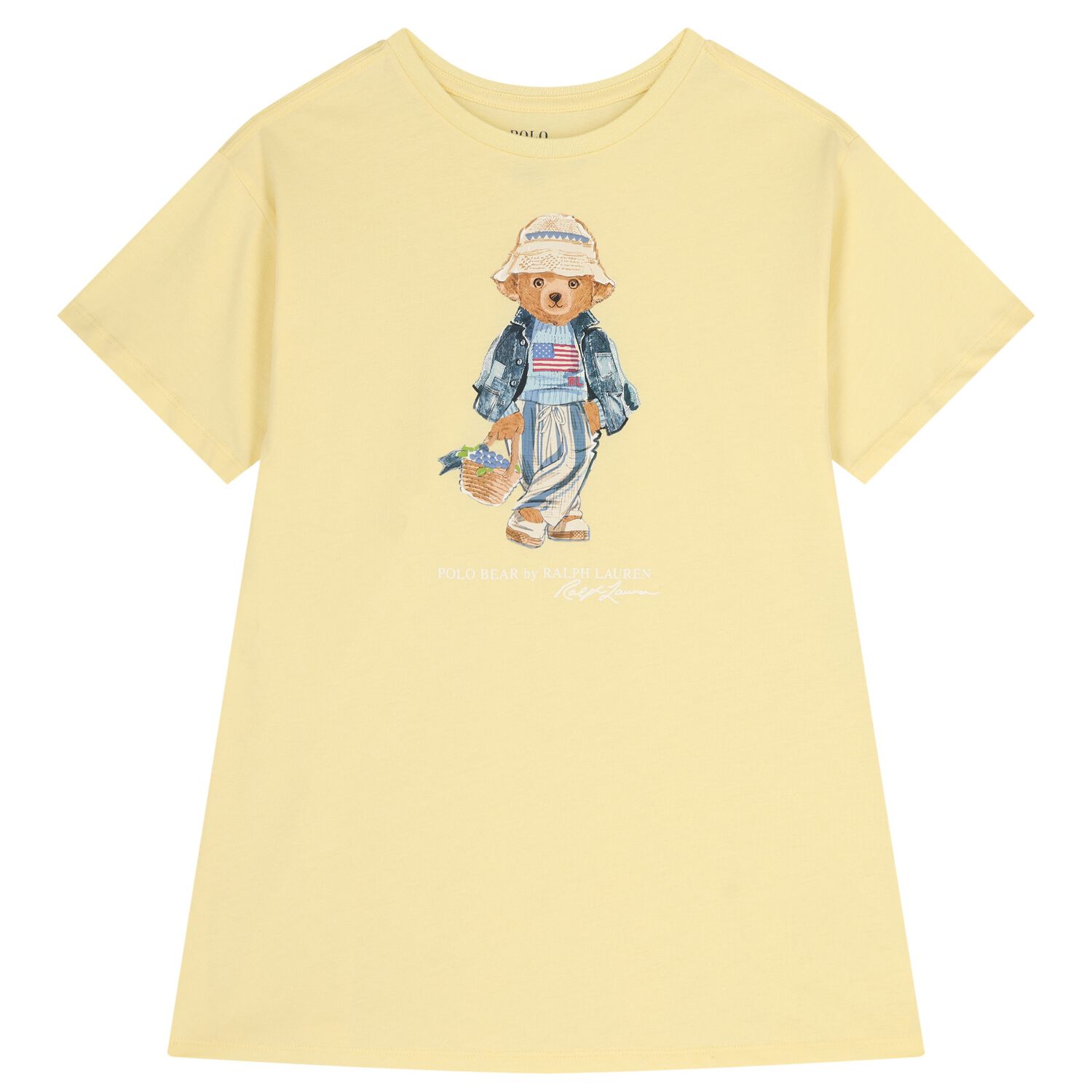 Girls Yellow Polo Bear Dress, 1, hi-res