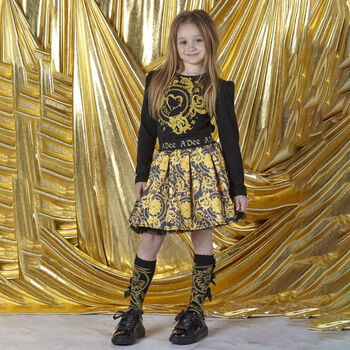 Girls Black & Gold Skirt Set