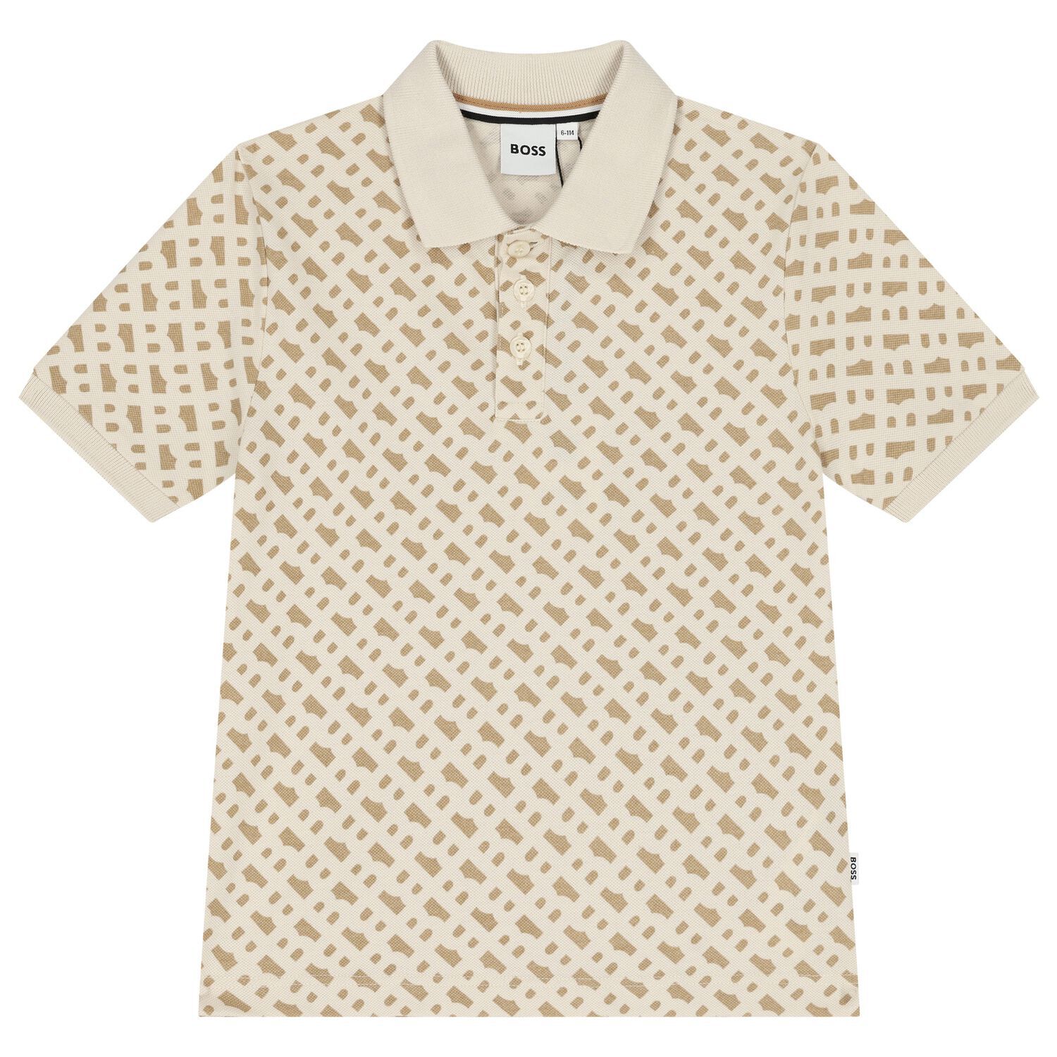 Boys Beige Logo Polo Shirt, 1, hi-res image number null
