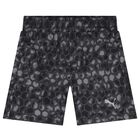 Boys Black Honeycomb Logo Shorts, 1, hi-res