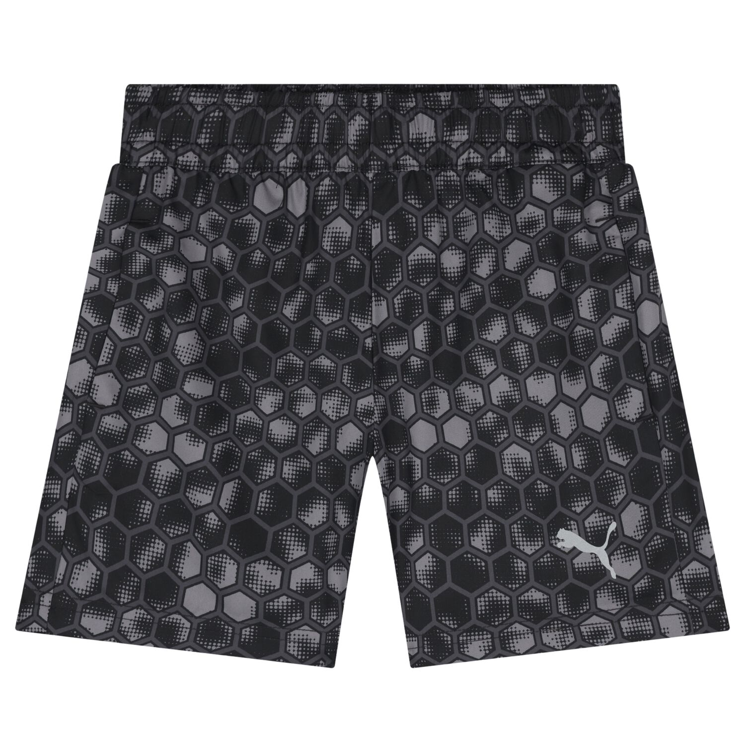 Boys Black Honeycomb Logo Shorts, 1, hi-res