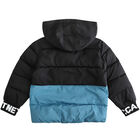 Boys Black & Blue Logo Puffer Jacket, 1, hi-res