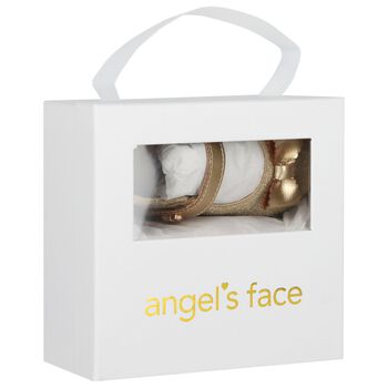 أحذية ما قبل المشي للبنات باللون الذهبي اللامع