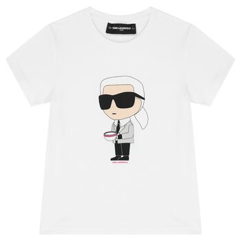 تيشيرت بنات بالشعار باللون الأبيض