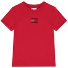 تي شيرت أحمر مزين بشعار للبنات, 2, hi-res