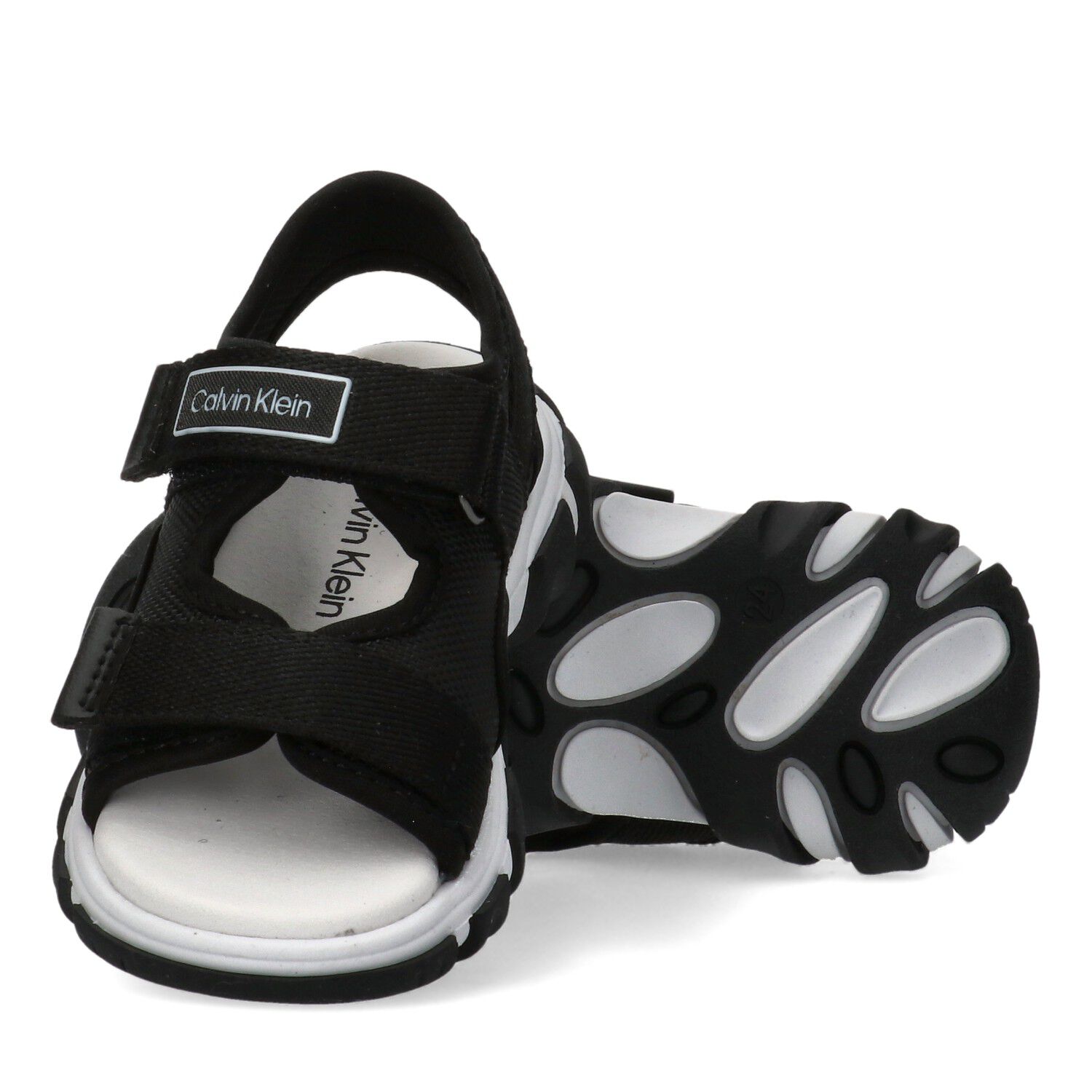 Boys Black Logo Sandals, 2, hi-res