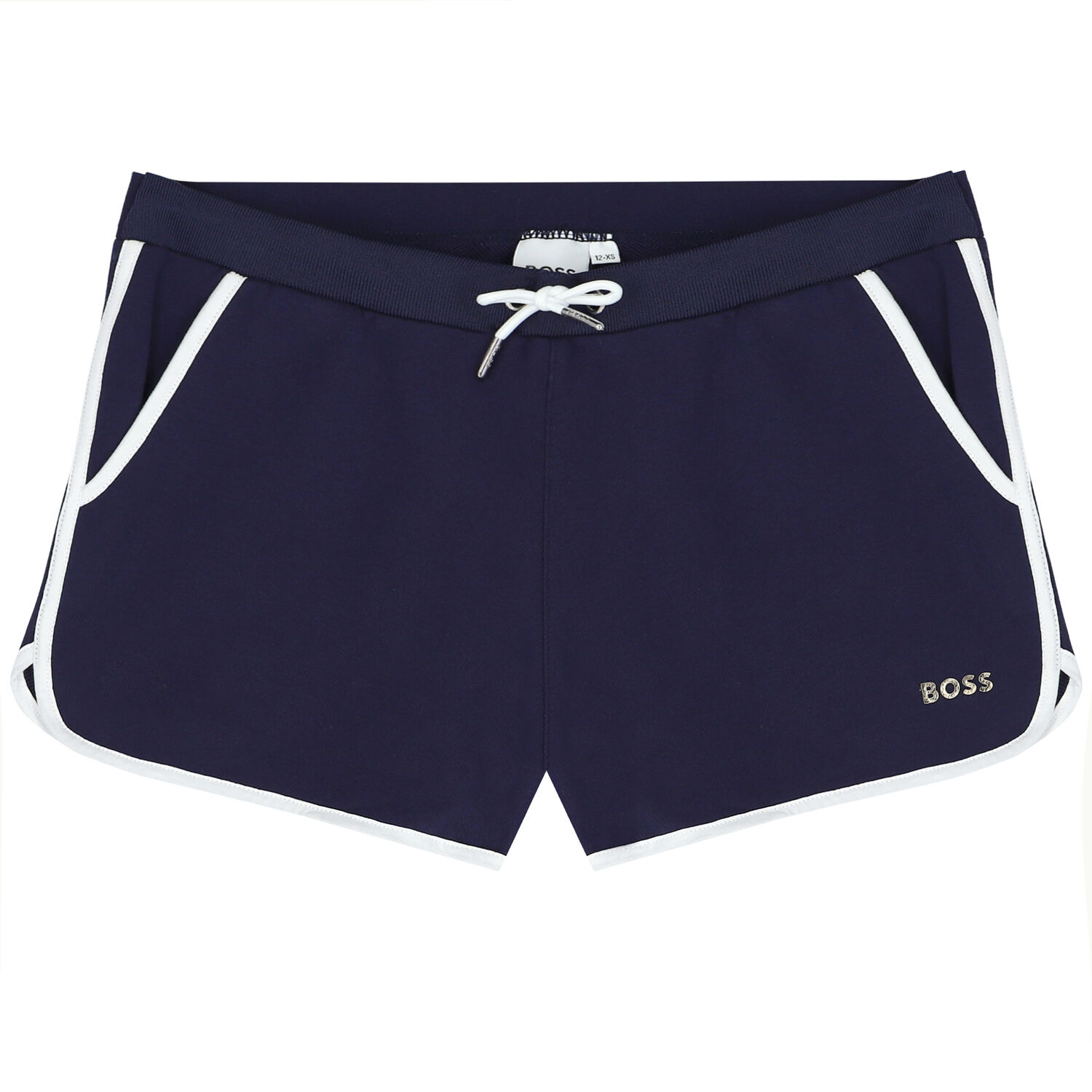 Girls Navy Blue Logo Shorts, 2, hi-res